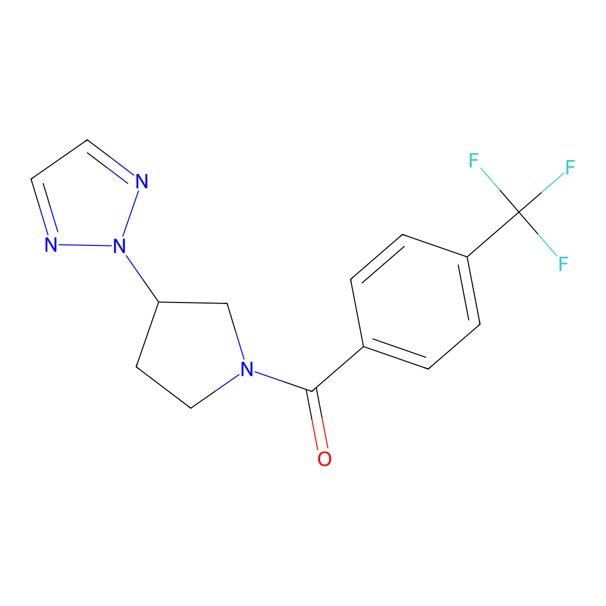 (3-(2H-1,2,3-triazol-2-yl)pyrrolidin-1-yl)(4-(trifluoromethyl)phenyl)methanone molecular structure, CAS 2034249-80-2