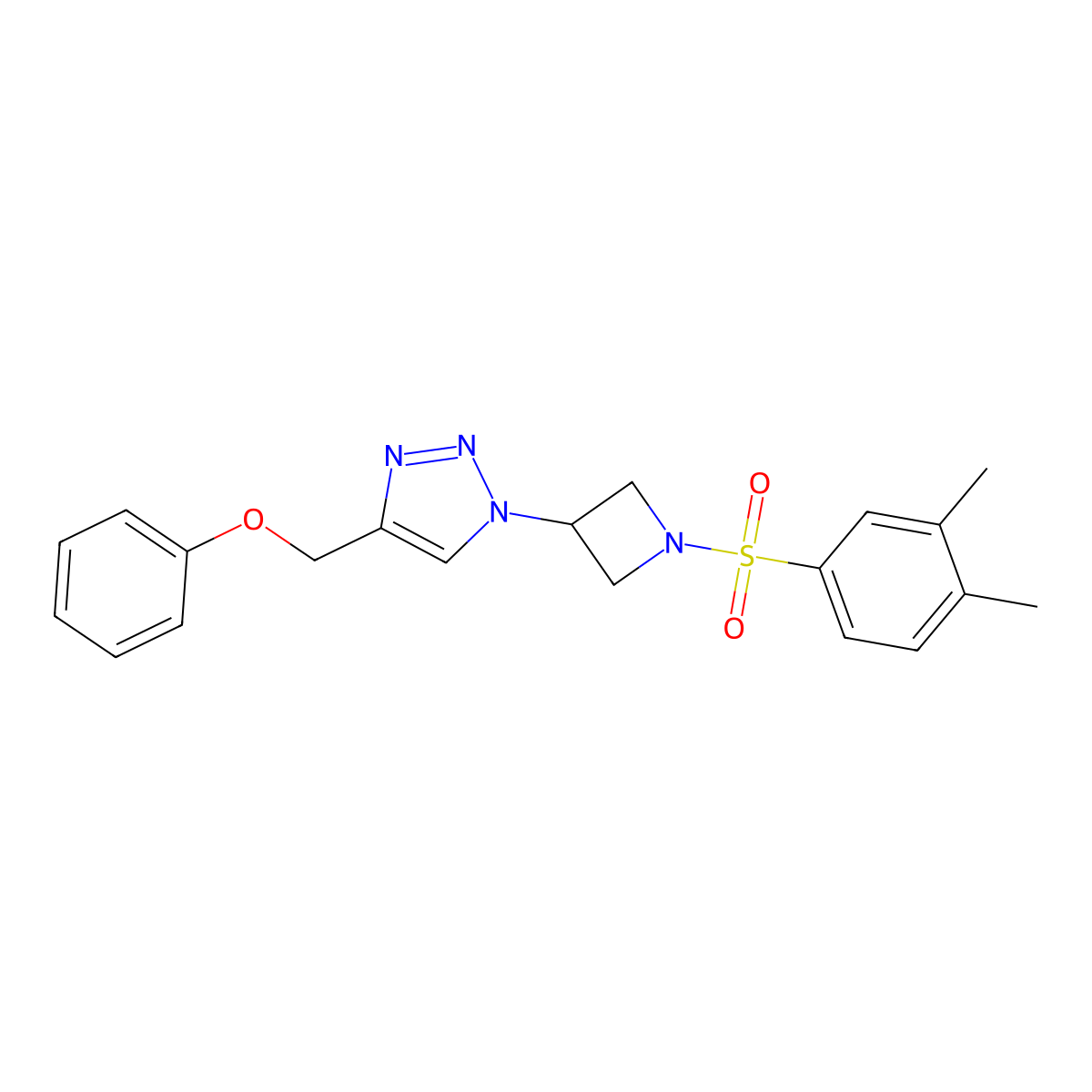 1-(1-((3,4-dimethylphenyl)sulfonyl)azetidin-3-yl)-4-(phenoxymethyl)-1H-1,2,3-triazole molecular structure, CAS 2034249-87-9