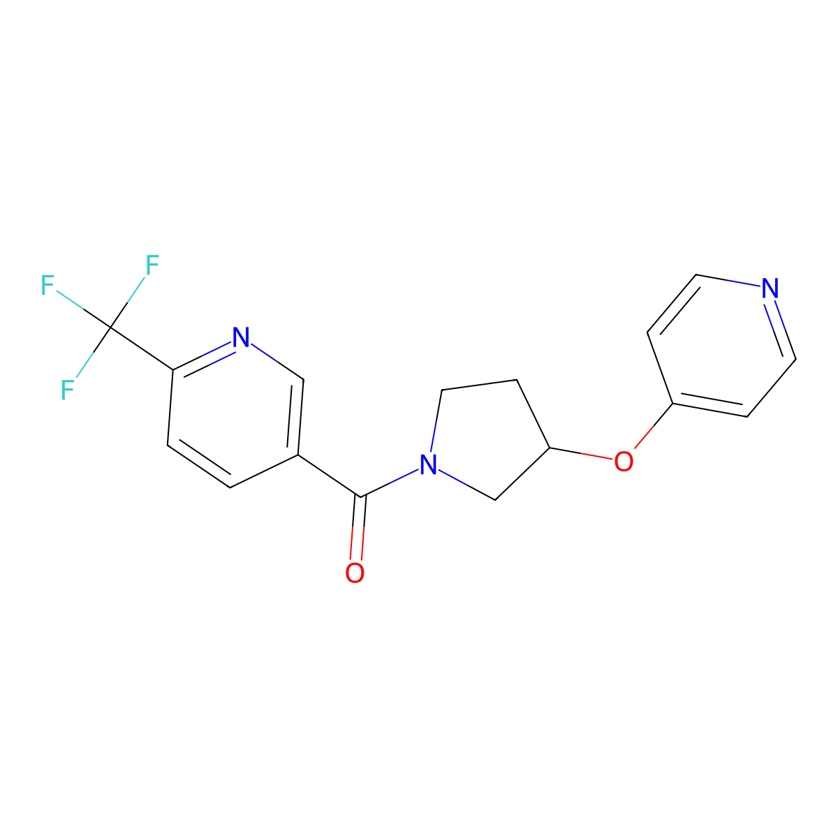 (3-(Pyridin-4-yloxy)pyrrolidin-1-yl)(6-(trifluoromethyl)pyridin-3-yl)methanone molecular structure, CAS 2034249-88-0
