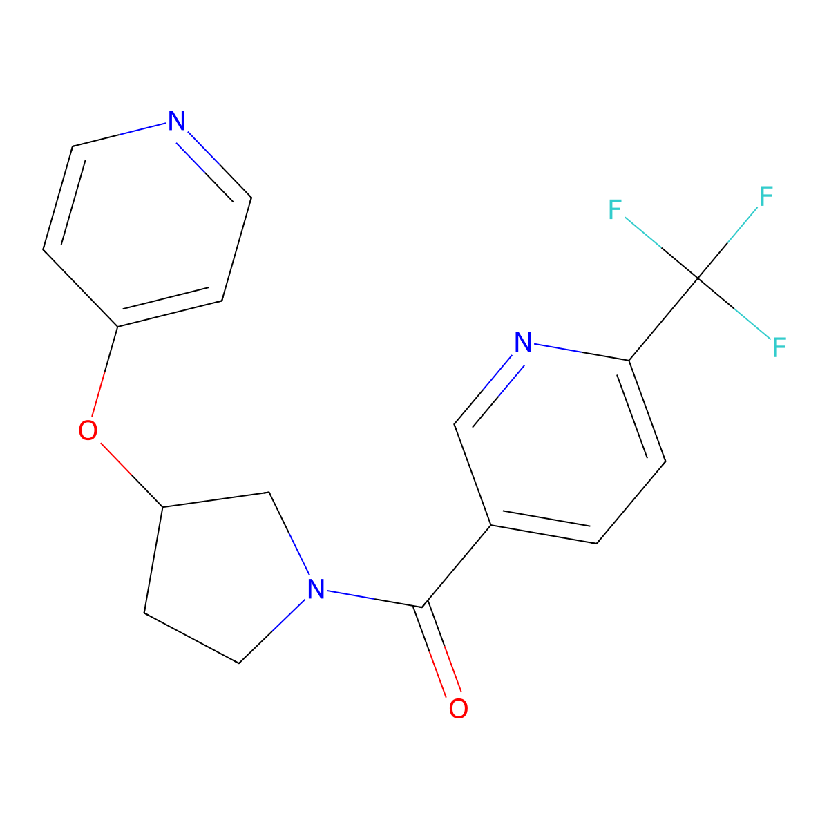 (3-(Pyridin-4-yloxy)pyrrolidin-1-yl)(6-(trifluoromethyl)pyridin-3-yl)methanone molecular structure, CAS 2034249-88-0