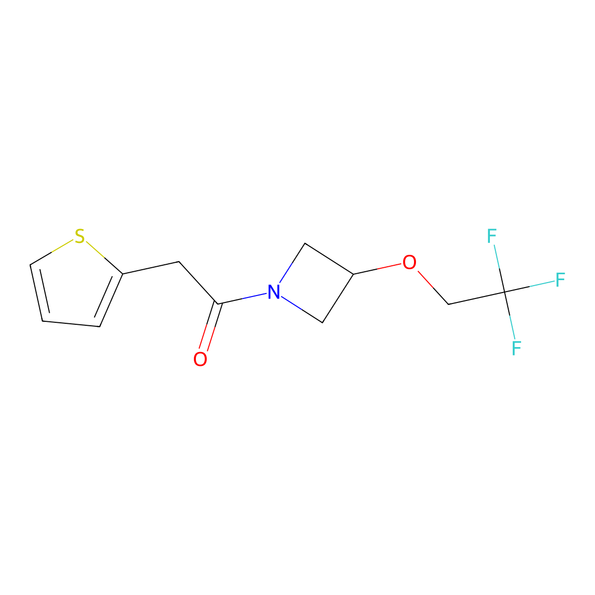 2-(Thiophen-2-yl)-1-(3-(2,2,2-trifluoroethoxy)azetidin-1-yl)ethanone molecular structure, CAS 2034249-90-4