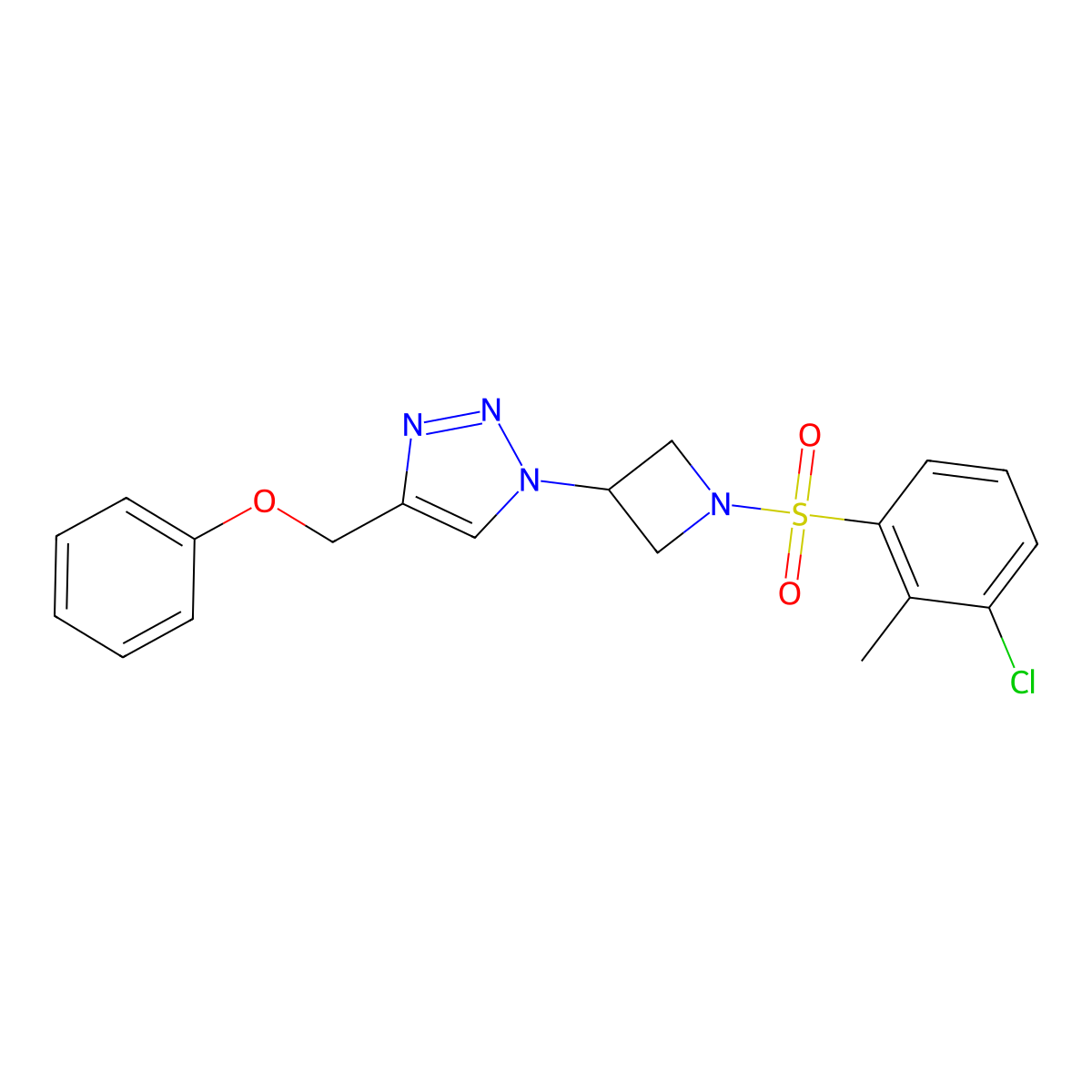 1-(1-((3-chloro-2-methylphenyl)sulfonyl)azetidin-3-yl)-4-(phenoxymethyl)-1H-1,2,3-triazole molecular structure, CAS 2034249-91-5