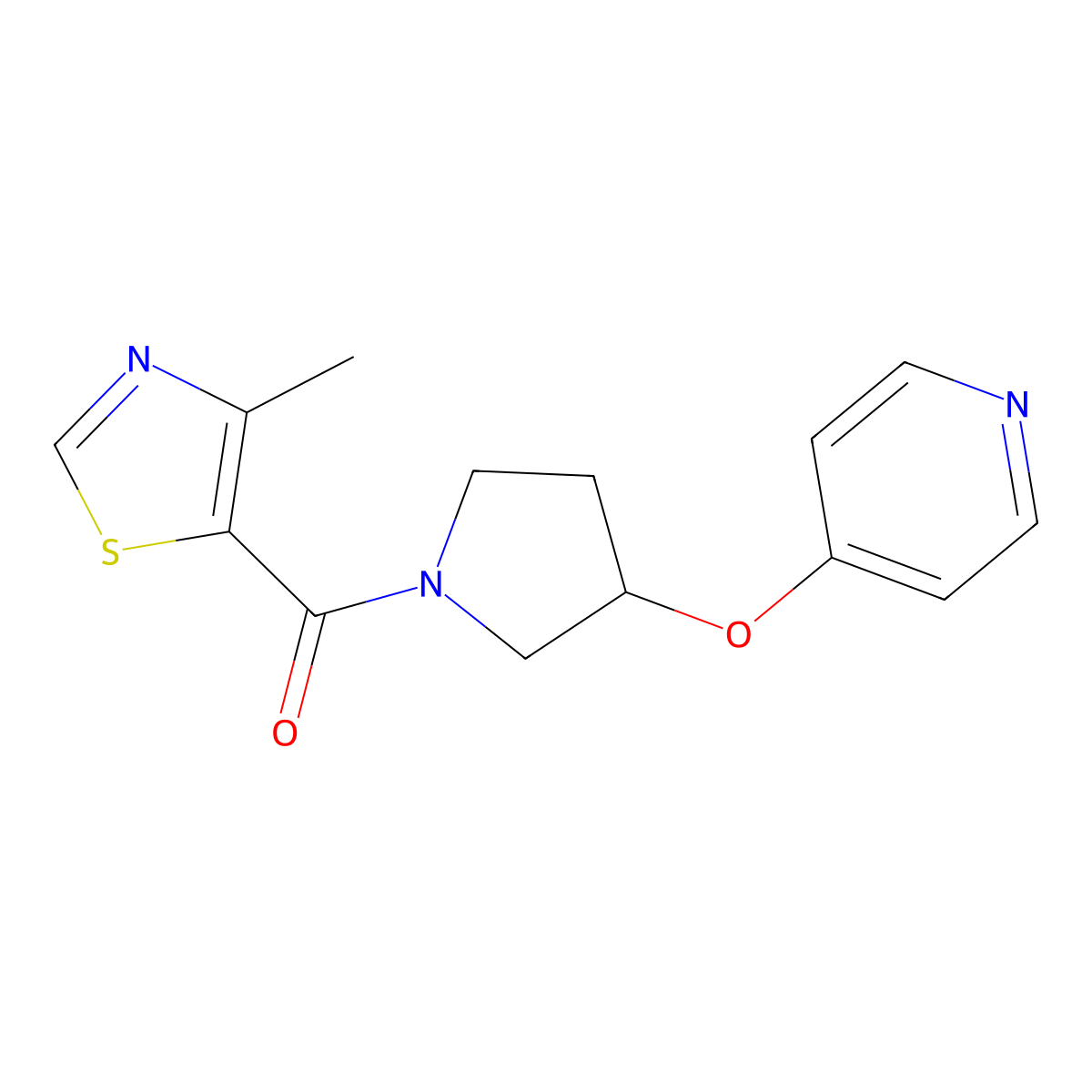 (4-Methylthiazol-5-yl)(3-(pyridin-4-yloxy)pyrrolidin-1-yl)methanone molecular structure, CAS 2034249-95-9