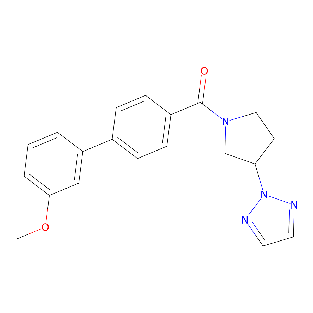 (3-(2H-1,2,3-triazol-2-yl)pyrrolidin-1-yl)(3'-methoxy-[1,1'-biphenyl]-4-yl)methanone molecular structure, CAS 2034250-00-3