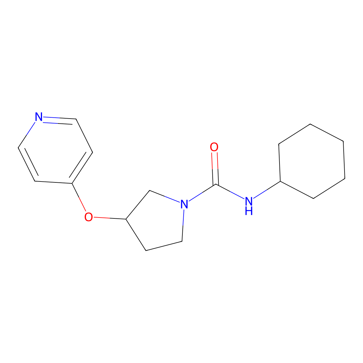 N-cyclohexyl-3-(pyridin-4-yloxy)pyrrolidine-1-carboxamide molecular structure, CAS 2034250-05-8