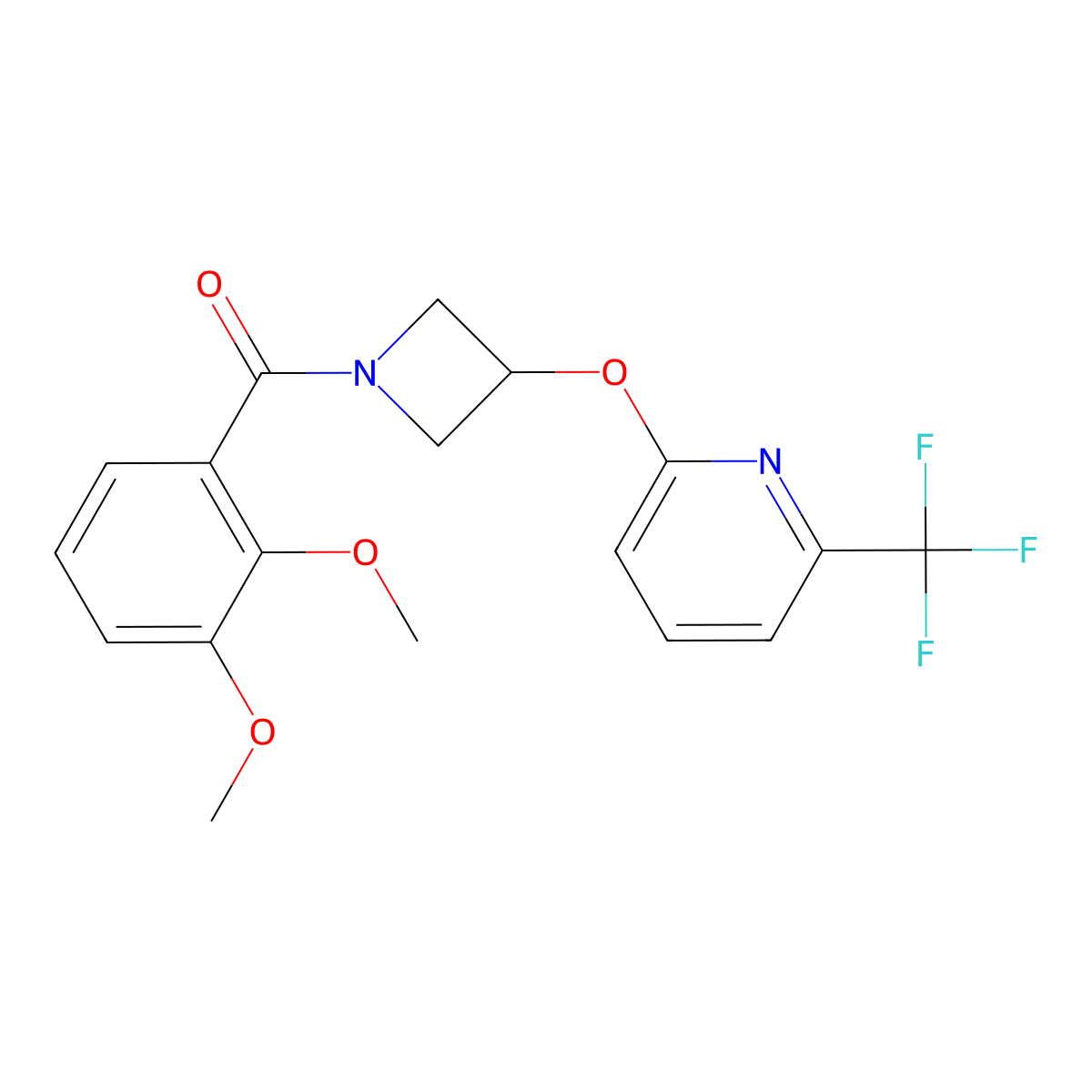 (2,3-Dimethoxyphenyl)(3-((6-(trifluoromethyl)pyridin-2-yl)oxy)azetidin-1-yl)methanone molecular structure, CAS 2034250-10-5