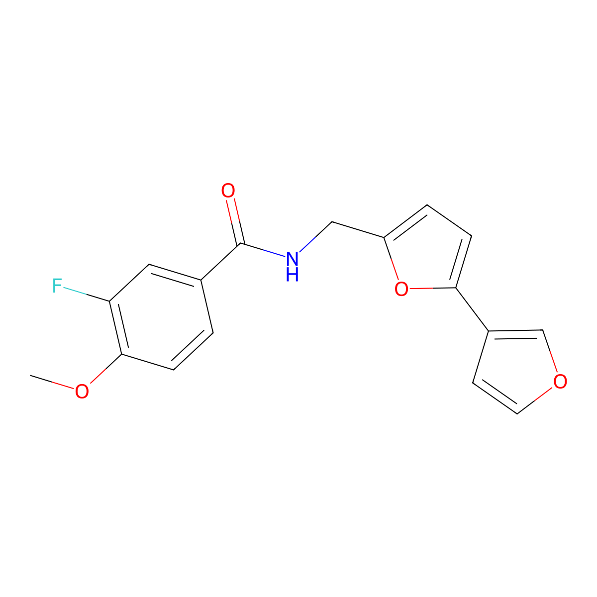 N-({[2,3'-bifuran]-5-yl}methyl)-3-fluoro-4-methoxybenzamide molecular structure, CAS 2034250-12-7