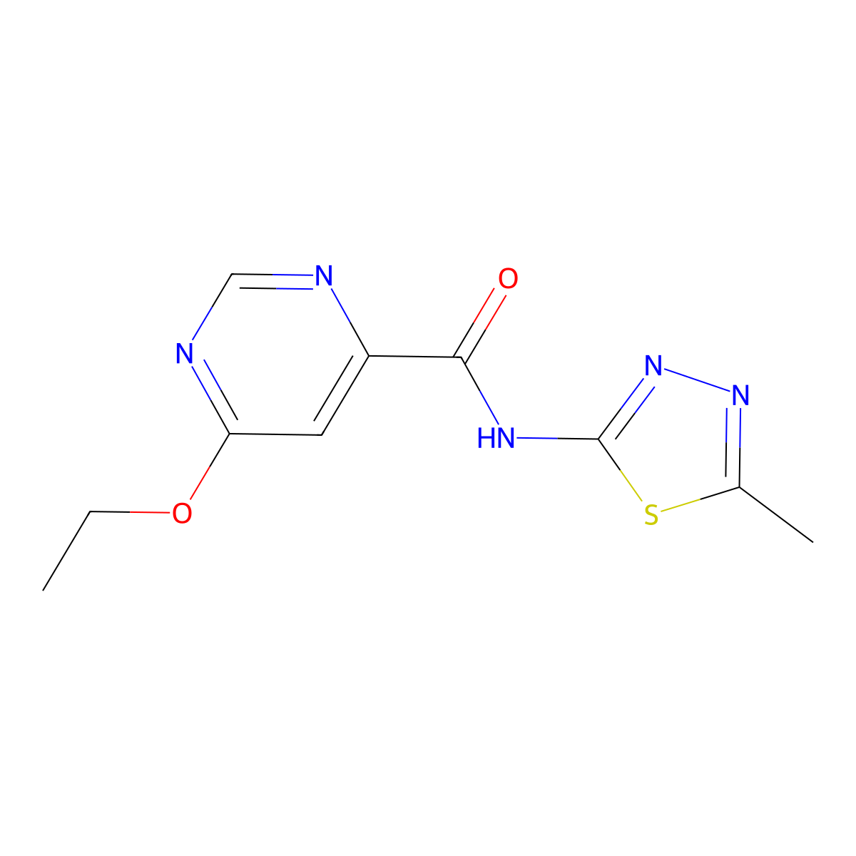 6-ethoxy-N-(5-methyl-1,3,4-thiadiazol-2-yl)pyrimidine-4-carboxamide molecular structure, CAS 2034250-14-9