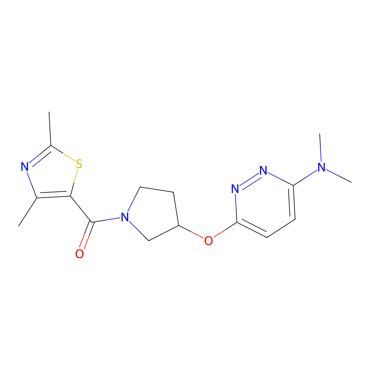 (3-((6-(Dimethylamino)pyridazin-3-yl)oxy)pyrrolidin-1-yl)(2,4-dimethylthiazol-5-yl)methanone molecular structure, CAS 2034250-16-1