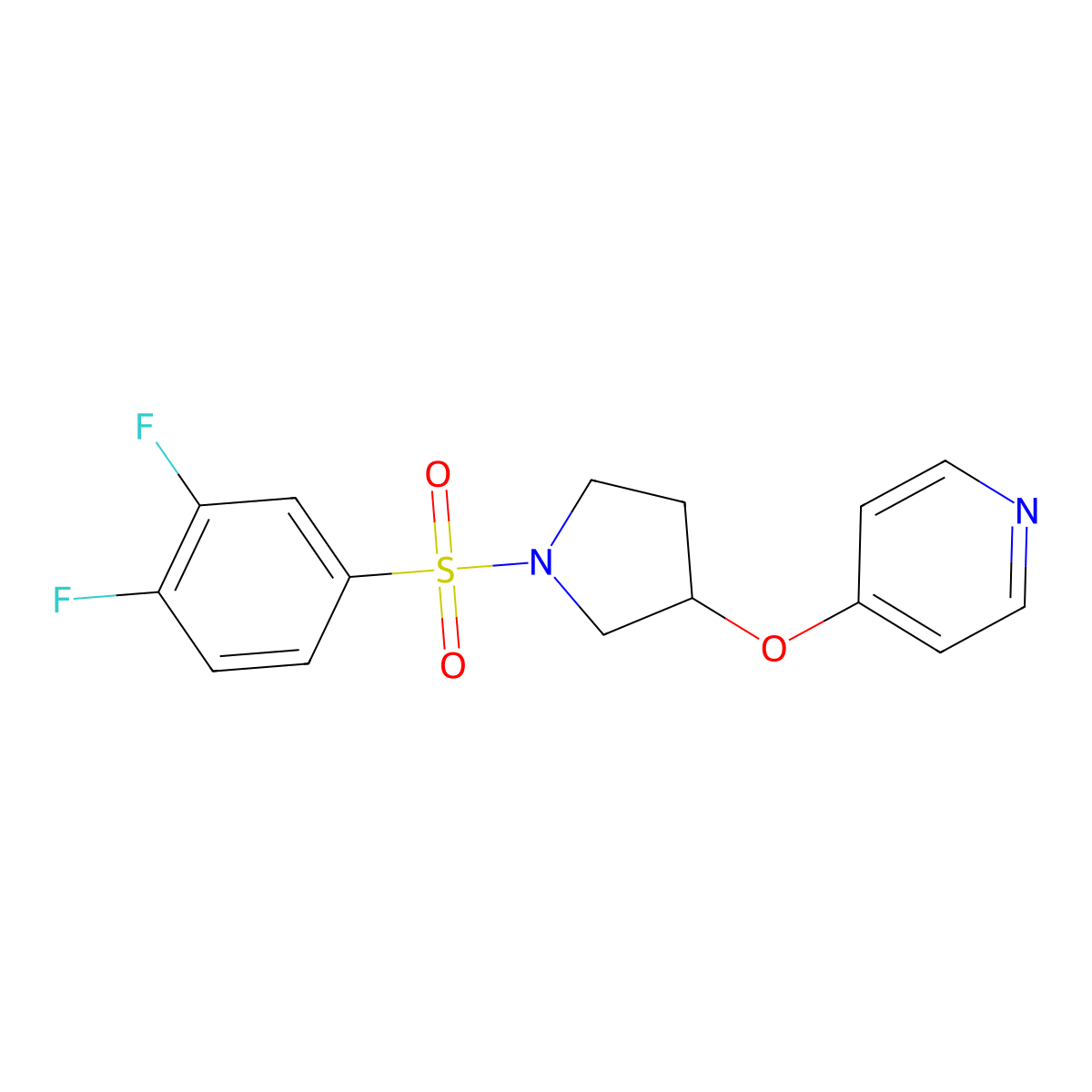 4-((1-((3,4-Difluorophenyl)sulfonyl)pyrrolidin-3-yl)oxy)pyridine molecular structure, CAS 2034250-17-2
