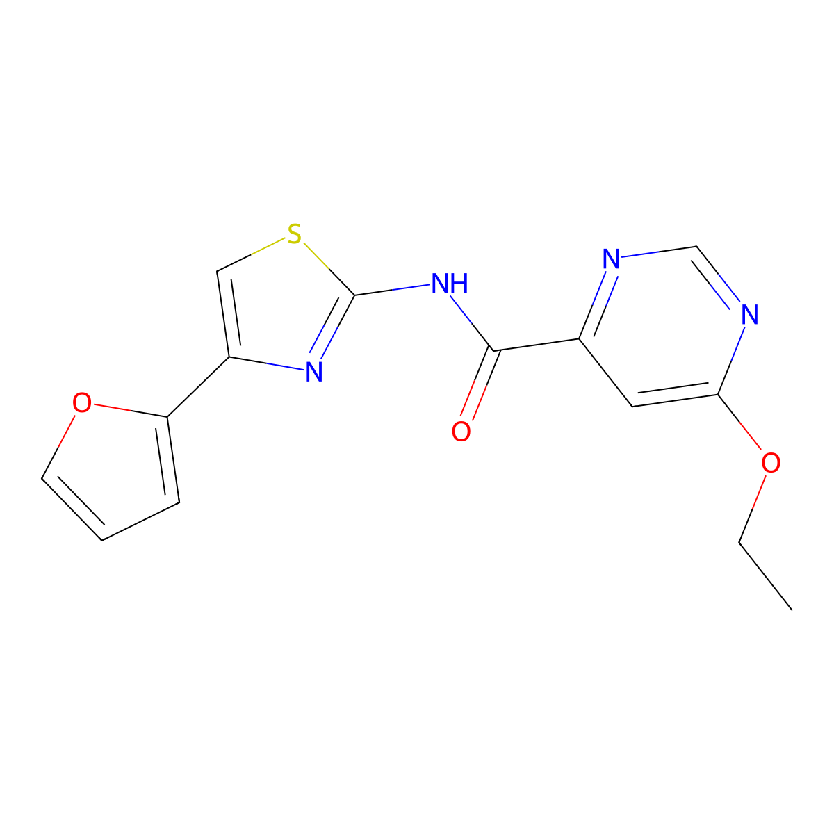 6-ethoxy-N-(4-(furan-2-yl)thiazol-2-yl)pyrimidine-4-carboxamide molecular structure, CAS 2034250-19-4