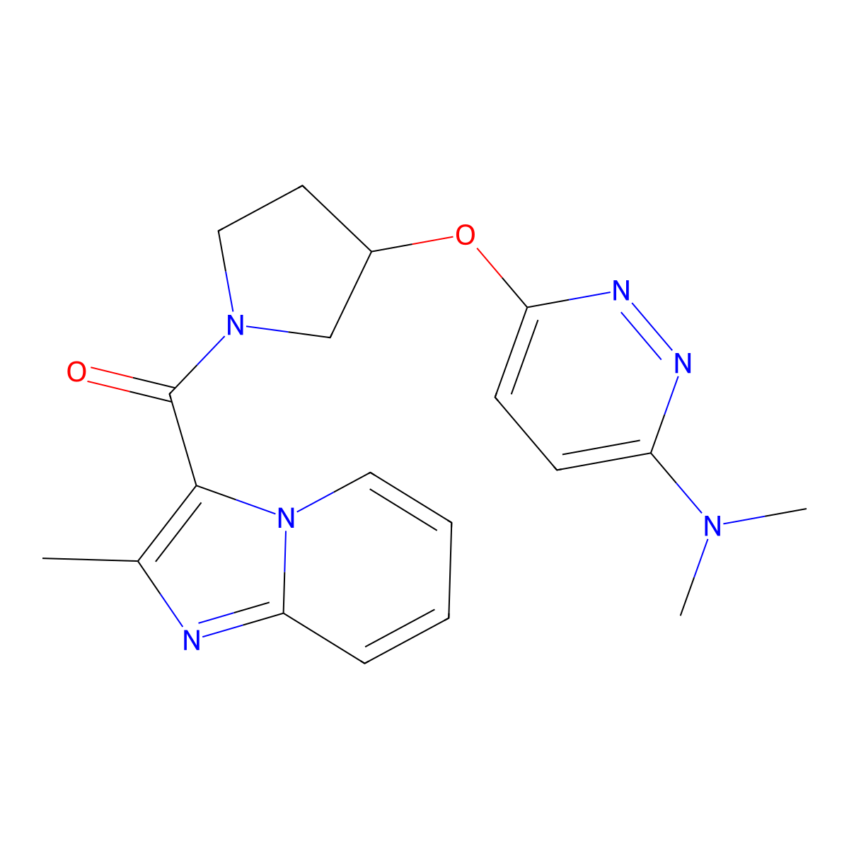 (3-((6-(Dimethylamino)pyridazin-3-yl)oxy)pyrrolidin-1-yl)(2-methylimidazo[1,2-a]pyridin-3-yl)methanone molecular structure, CAS 2034250-21-8