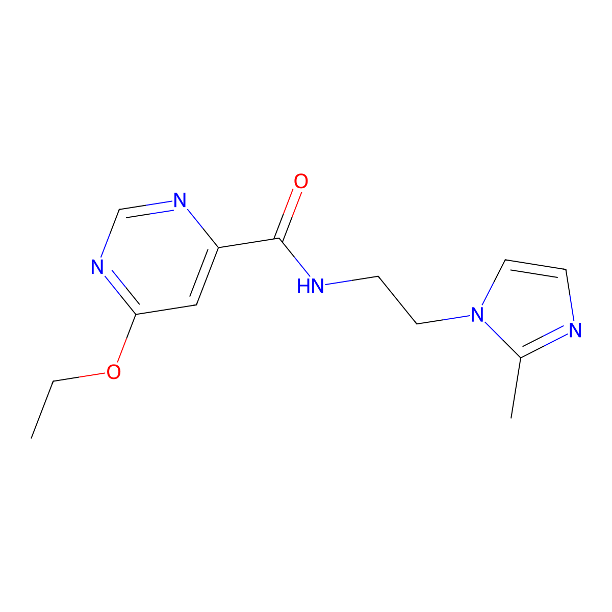 6-ethoxy-N-[2-(2-methyl-1H-imidazol-1-yl)ethyl]pyrimidine-4-carboxamide molecular structure, CAS 2034250-22-9