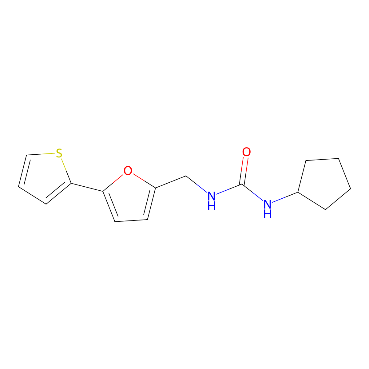 1-Cyclopentyl-3-((5-(thiophen-2-yl)furan-2-yl)methyl)urea molecular structure, CAS 2034250-24-1