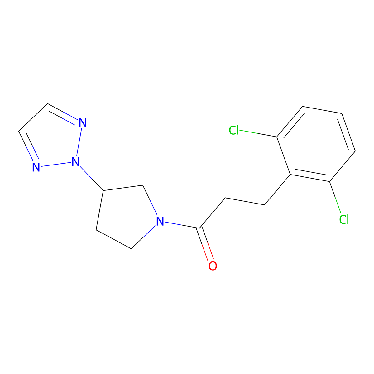 1-(3-(2H-1,2,3-triazol-2-yl)pyrrolidin-1-yl)-3-(2,6-dichlorophenyl)propan-1-one molecular structure, CAS 2034250-26-3