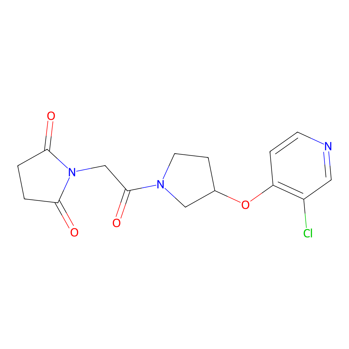 1-(2-(3-((3-Chloropyridin-4-yl)oxy)pyrrolidin-1-yl)-2-oxoethyl)pyrrolidine-2,5-dione molecular structure, CAS 2034250-28-5