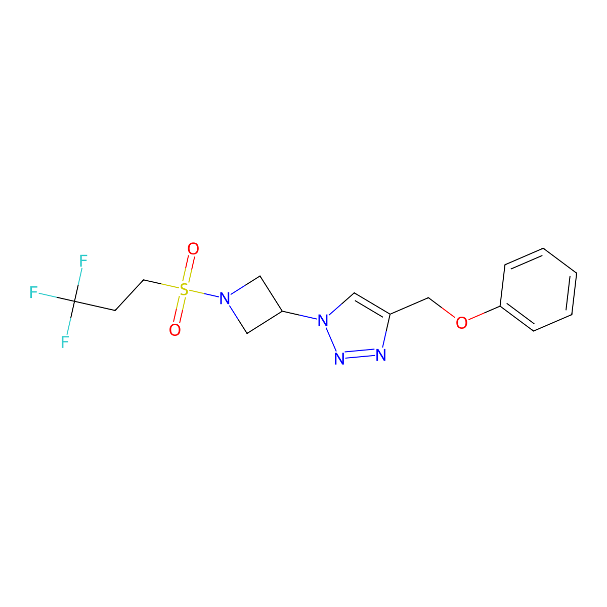 4-(phenoxymethyl)-1-(1-((3,3,3-trifluoropropyl)sulfonyl)azetidin-3-yl)-1H-1,2,3-triazole molecular structure, CAS 2034250-31-0