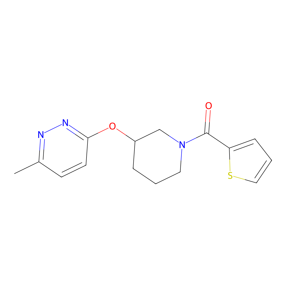 (3-((6-Methylpyridazin-3-yl)oxy)piperidin-1-yl)(thiophen-2-yl)methanone molecular structure, CAS 2034250-33-2