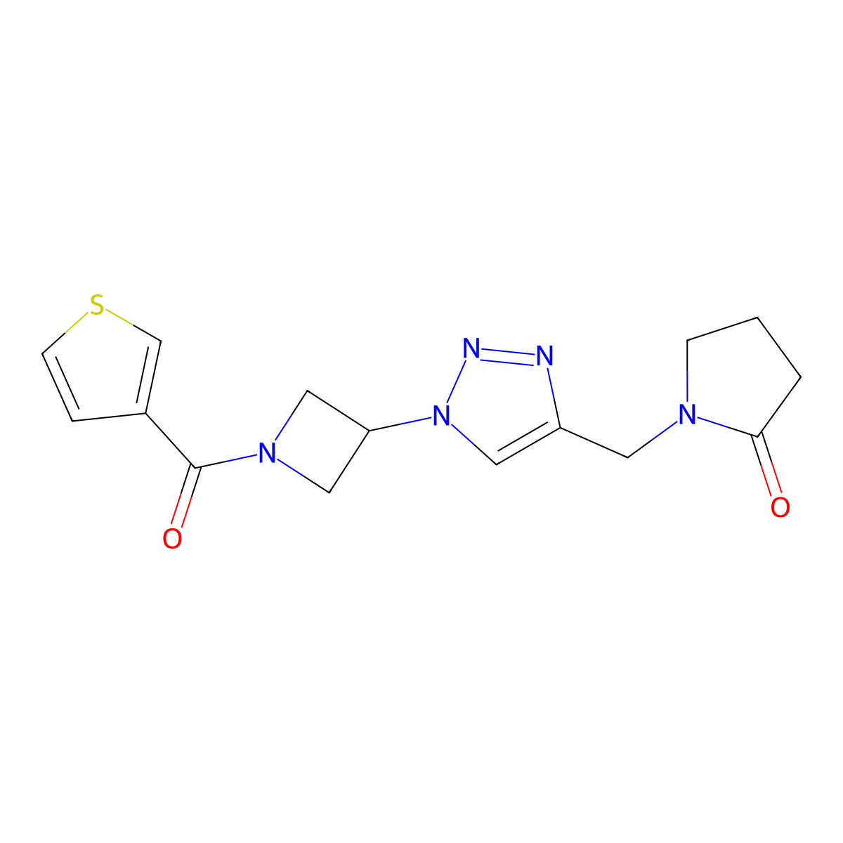 1-({1-[1-(thiophene-3-carbonyl)azetidin-3-yl]-1H-1,2,3-triazol-4-yl}methyl)pyrrolidin-2-one molecular structure, CAS 2034250-38-7
