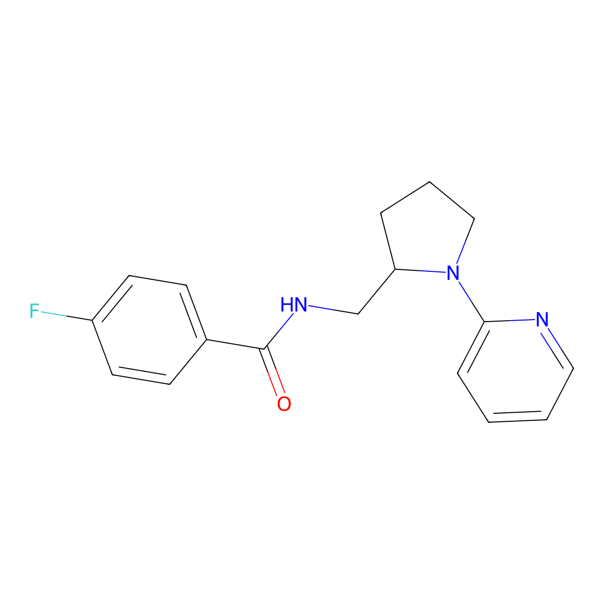 4-fluoro-N-((1-(pyridin-2-yl)pyrrolidin-2-yl)methyl)benzamide molecular structure, CAS 2034250-40-1