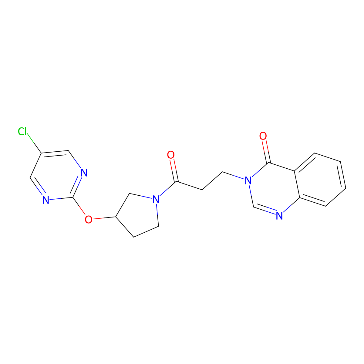 3-(3-{3-[(5-Chloropyrimidin-2-yl)oxy]pyrrolidin-1-yl}-3-oxopropyl)-3,4-dihydroquinazolin-4-one molecular structure, CAS 2034250-42-3