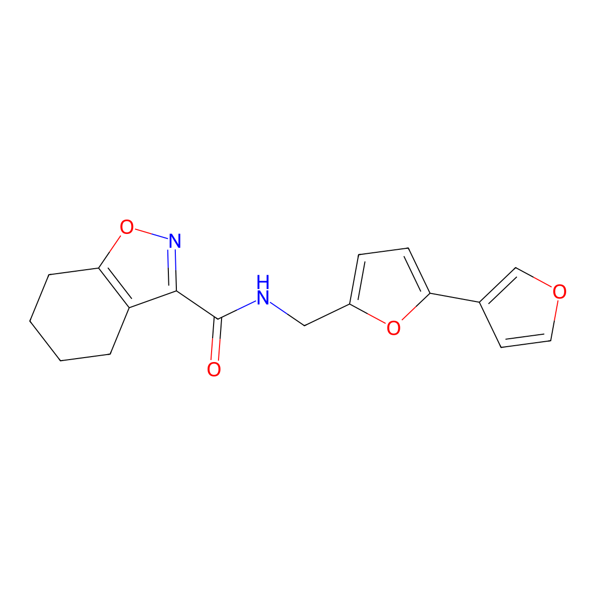 N-([2,3'-bifuran]-5-ylmethyl)-4,5,6,7-tetrahydrobenzo[d]isoxazole-3-carboxamide molecular structure, CAS 2034250-45-6