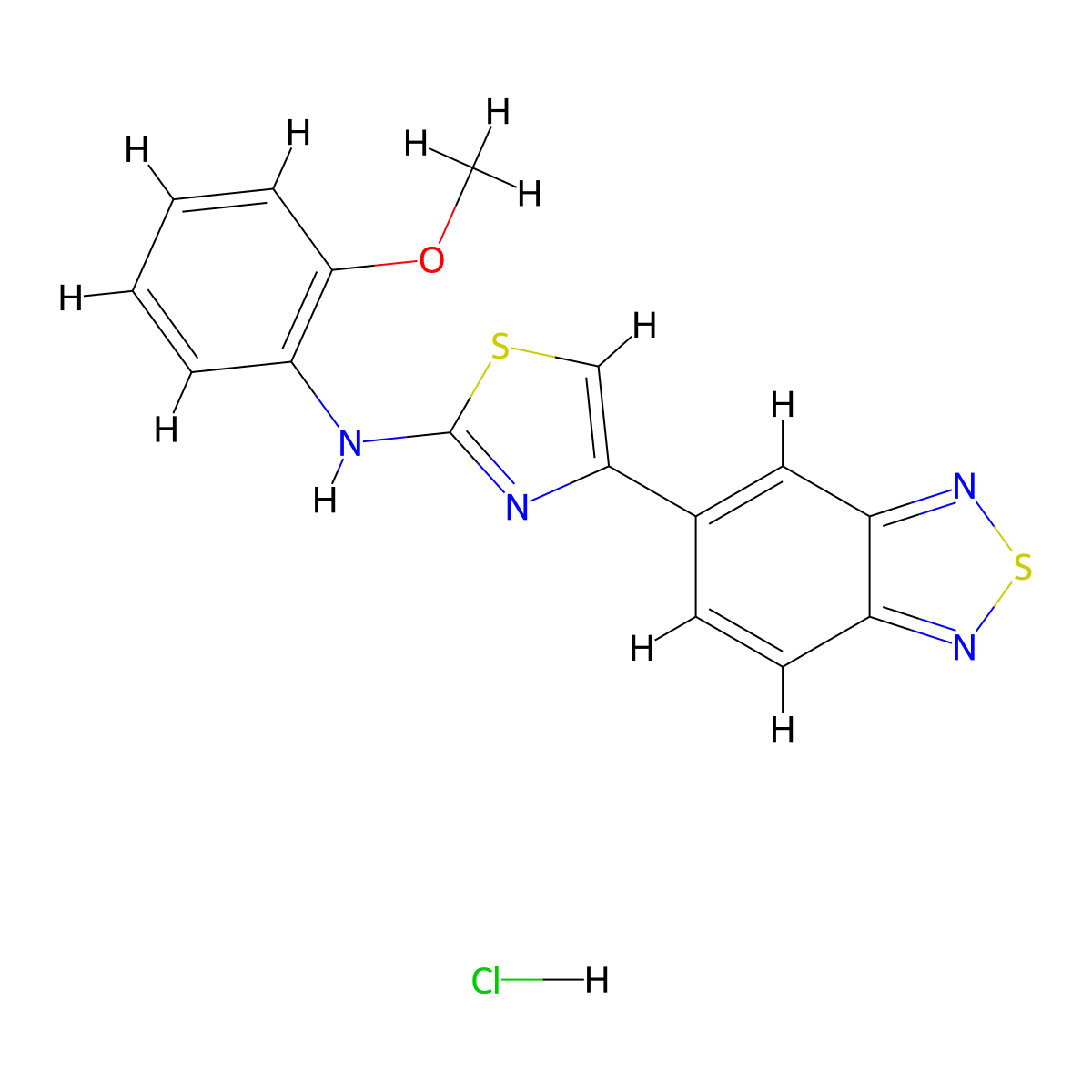 4-(benzo[c][1,2,5]thiadiazol-5-yl)-N-(2-methoxyphenyl)thiazol-2-amine hydrochloride molecular structure, CAS 2034250-46-7