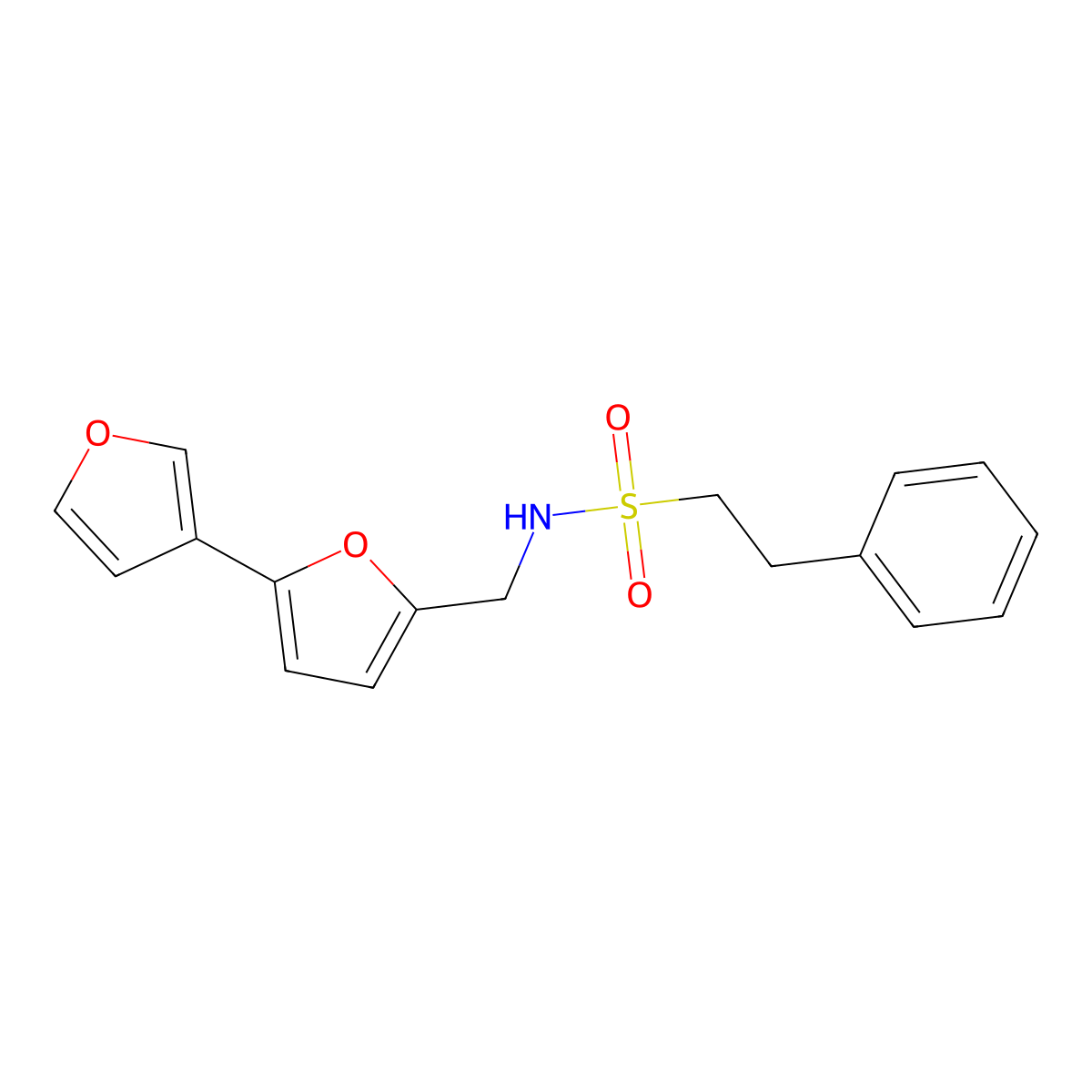 N-([2,3'-bifuran]-5-ylmethyl)-2-phenylethanesulfonamide molecular structure, CAS 2034250-47-8