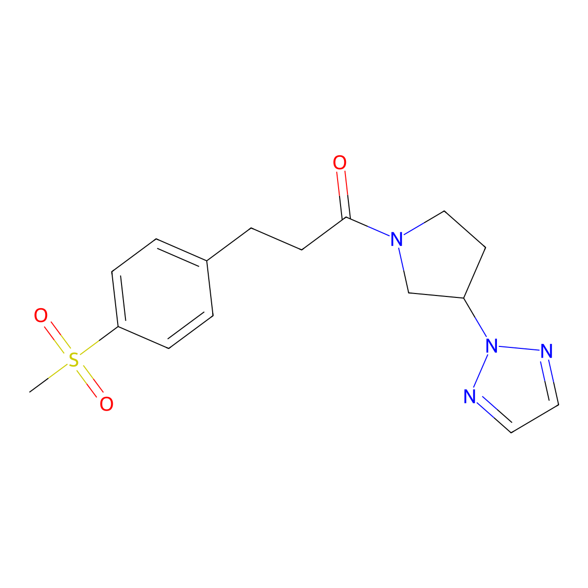 1-(3-(2H-1,2,3-triazol-2-yl)pyrrolidin-1-yl)-3-(4-(methylsulfonyl)phenyl)propan-1-one molecular structure, CAS 2034250-54-7