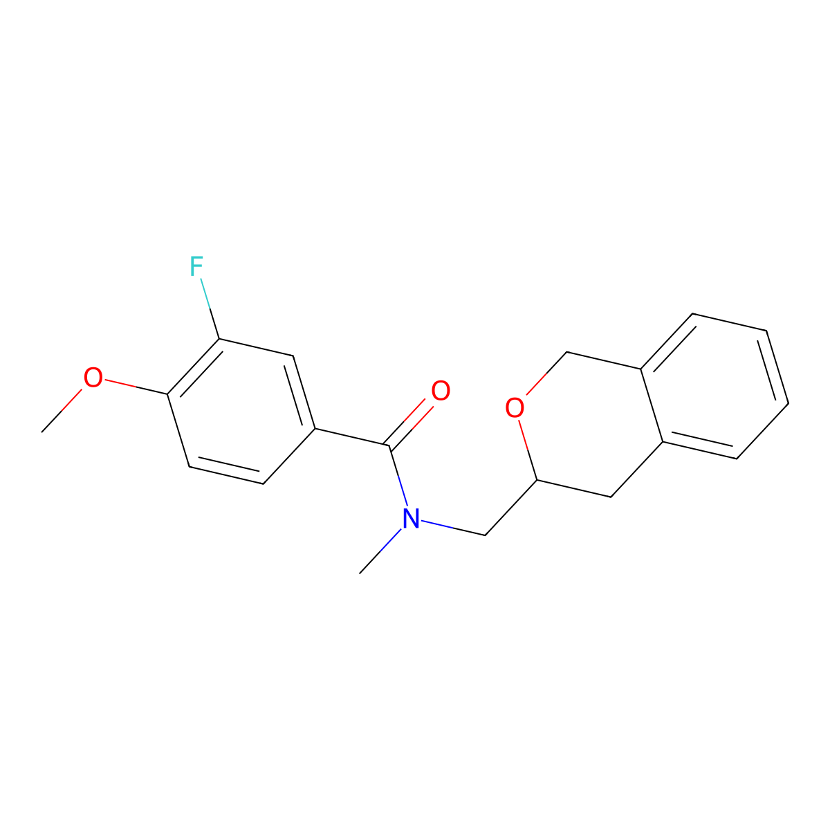 3-fluoro-N-(isochroman-3-ylmethyl)-4-methoxy-N-methylbenzamide molecular structure, CAS 2034250-55-8