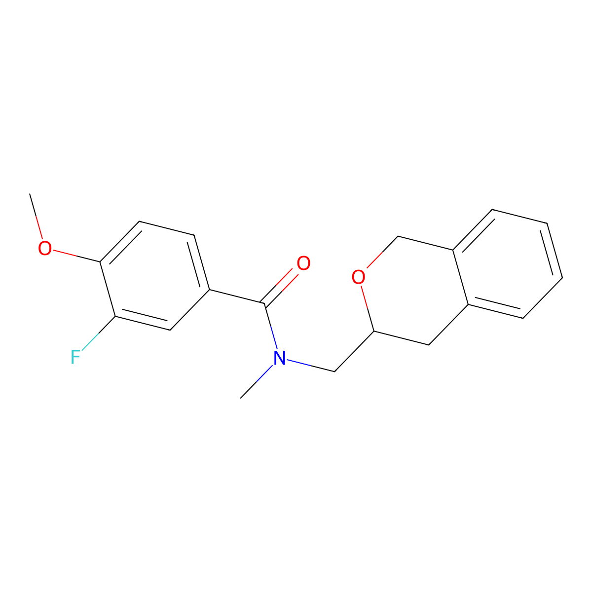 3-fluoro-N-(isochroman-3-ylmethyl)-4-methoxy-N-methylbenzamide molecular structure, CAS 2034250-55-8