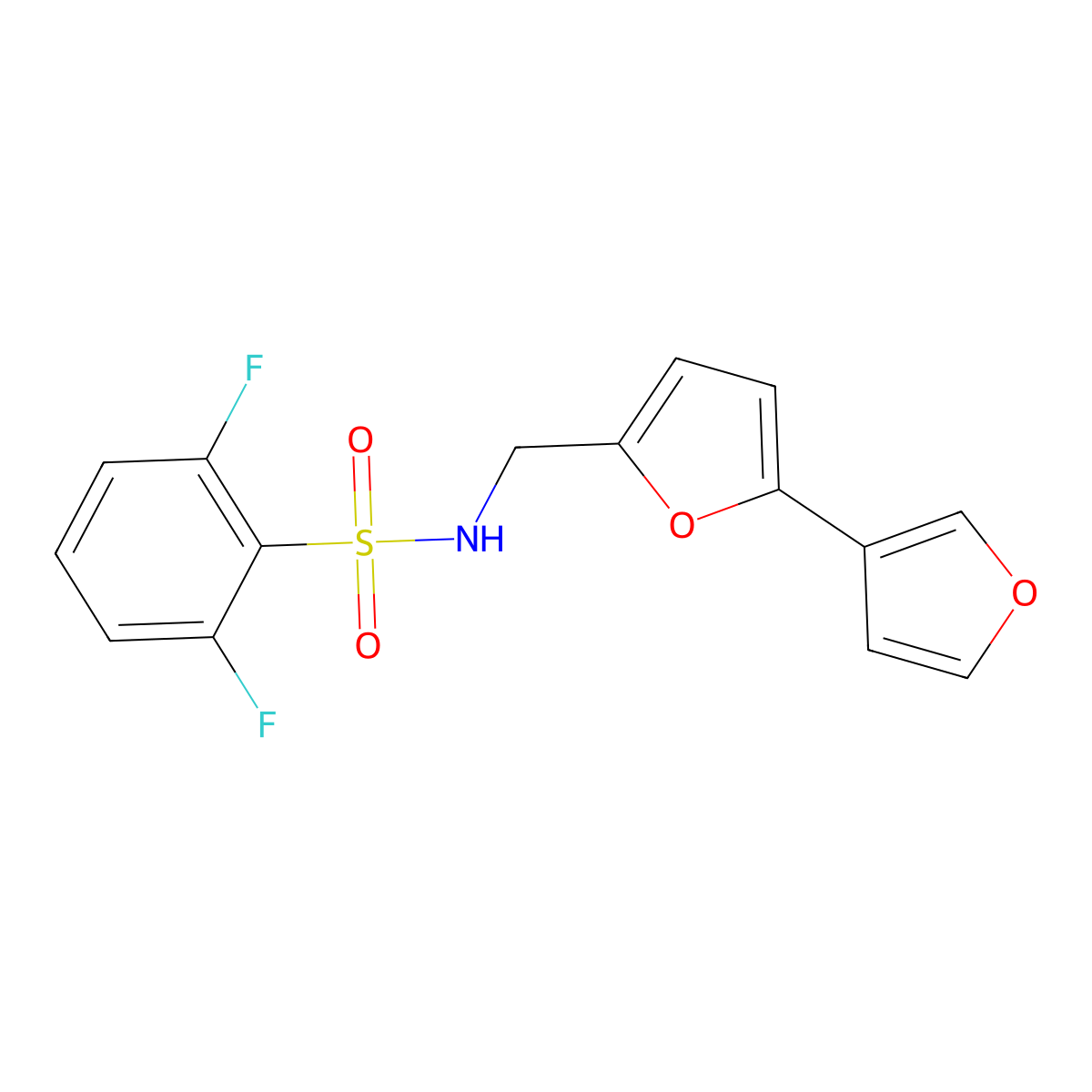N-([2,3'-bifuran]-5-ylmethyl)-2,6-difluorobenzenesulfonamide molecular structure, CAS 2034250-56-9