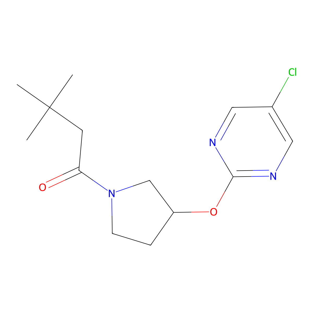 1-(3-((5-Chloropyrimidin-2-yl)oxy)pyrrolidin-1-yl)-3,3-dimethylbutan-1-one molecular structure, CAS 2034250-57-0