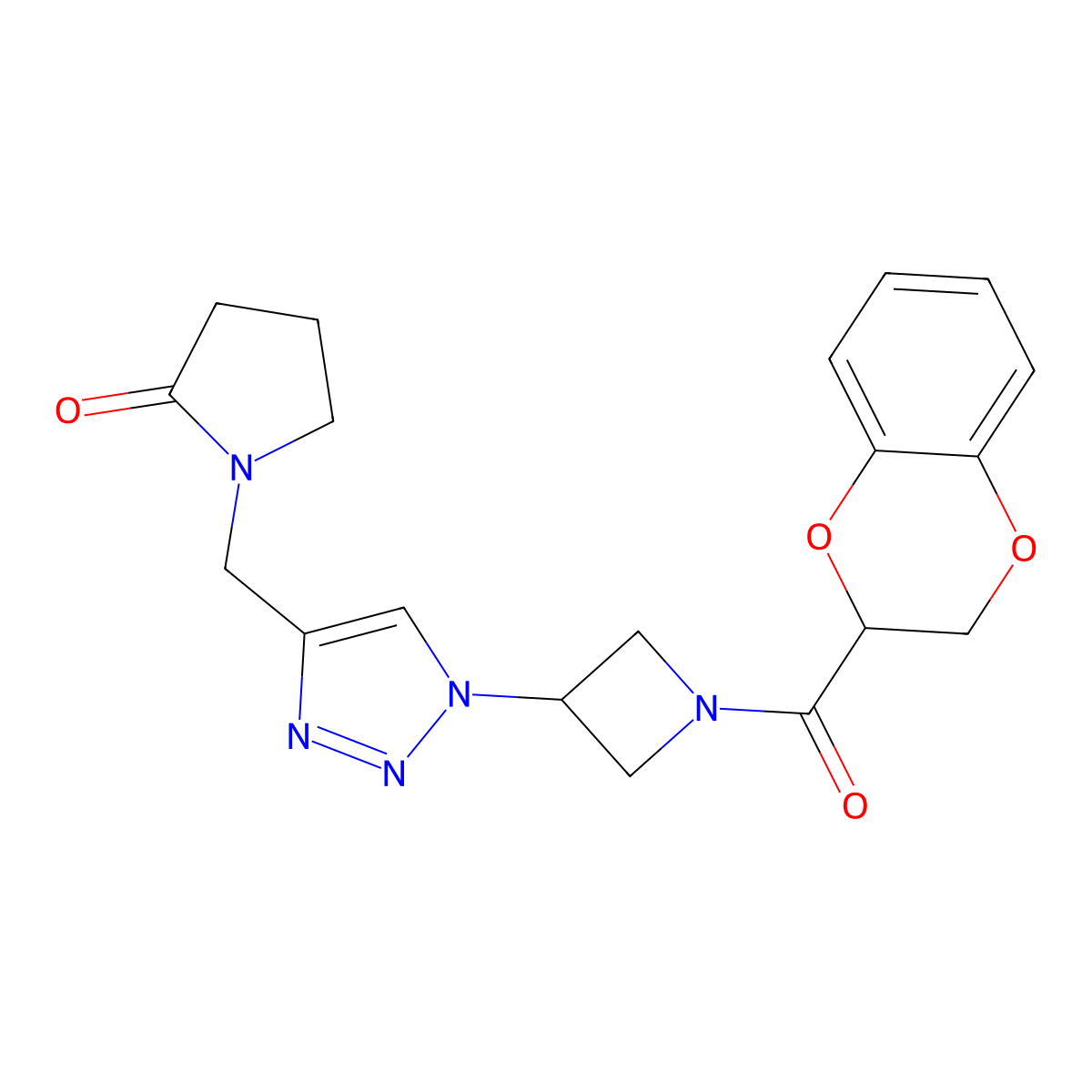 1-((1-(1-(2,3-dihydrobenzo[b][1,4]dioxine-2-carbonyl)azetidin-3-yl)-1H-1,2,3-triazol-4-yl)methyl)pyrrolidin-2-one molecular structure, CAS 2034250-58-1