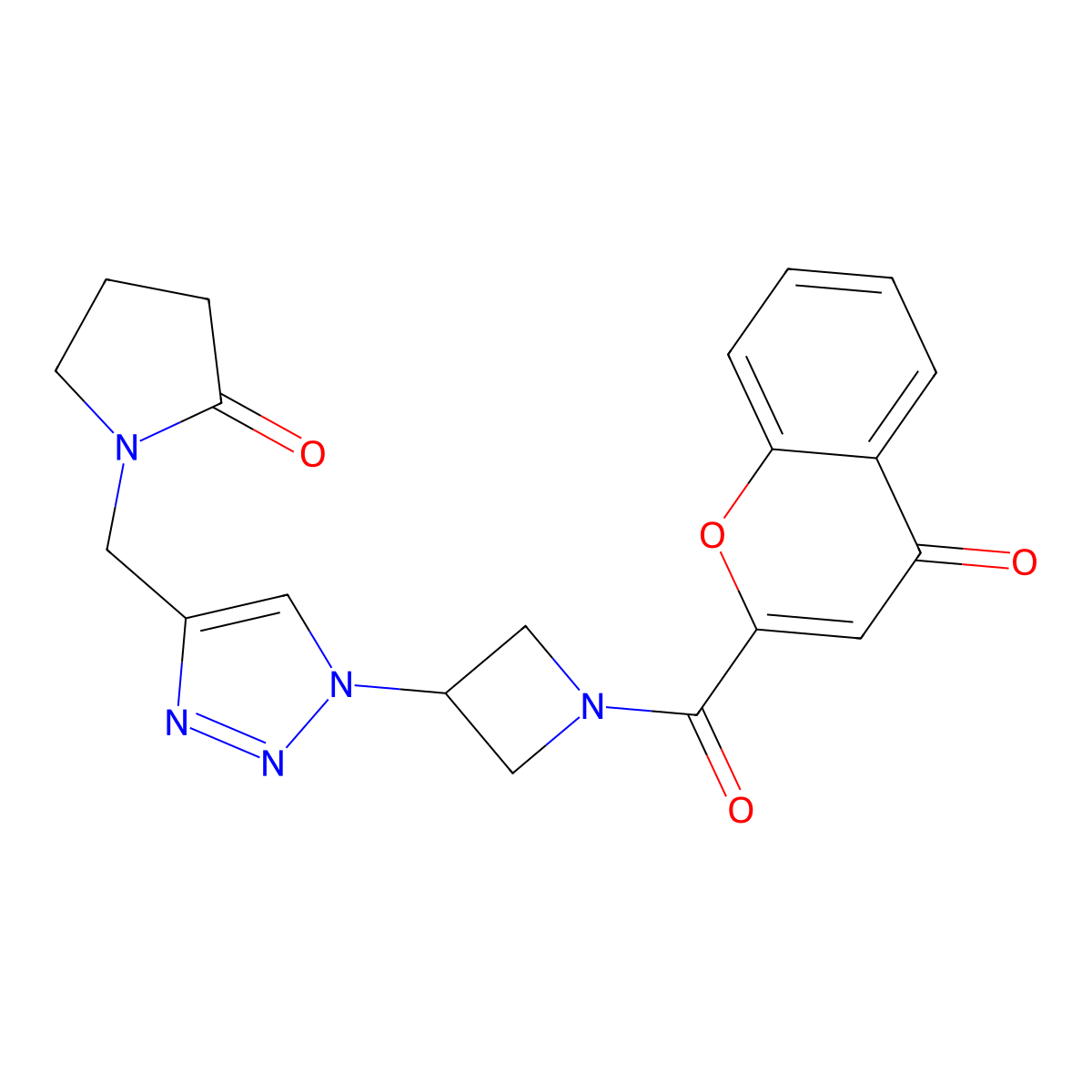 1-((1-(1-(4-oxo-4H-chromene-2-carbonyl)azetidin-3-yl)-1H-1,2,3-triazol-4-yl)methyl)pyrrolidin-2-one molecular structure, CAS 2034250-65-0