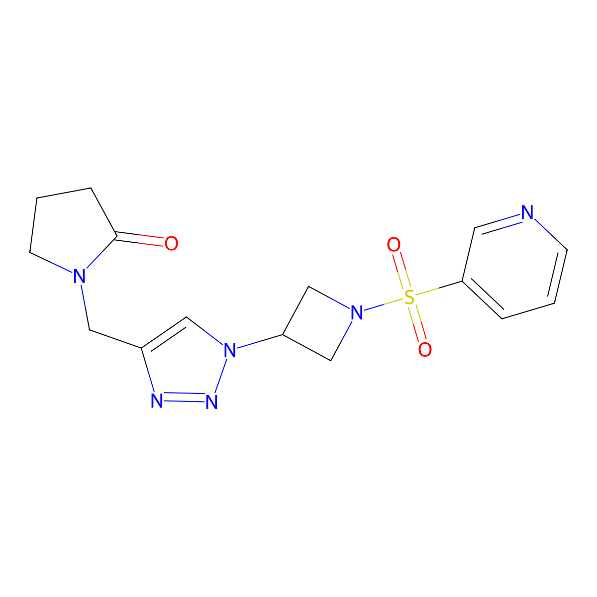 1-((1-(1-(pyridin-3-ylsulfonyl)azetidin-3-yl)-1H-1,2,3-triazol-4-yl)methyl)pyrrolidin-2-one molecular structure, CAS 2034250-67-2