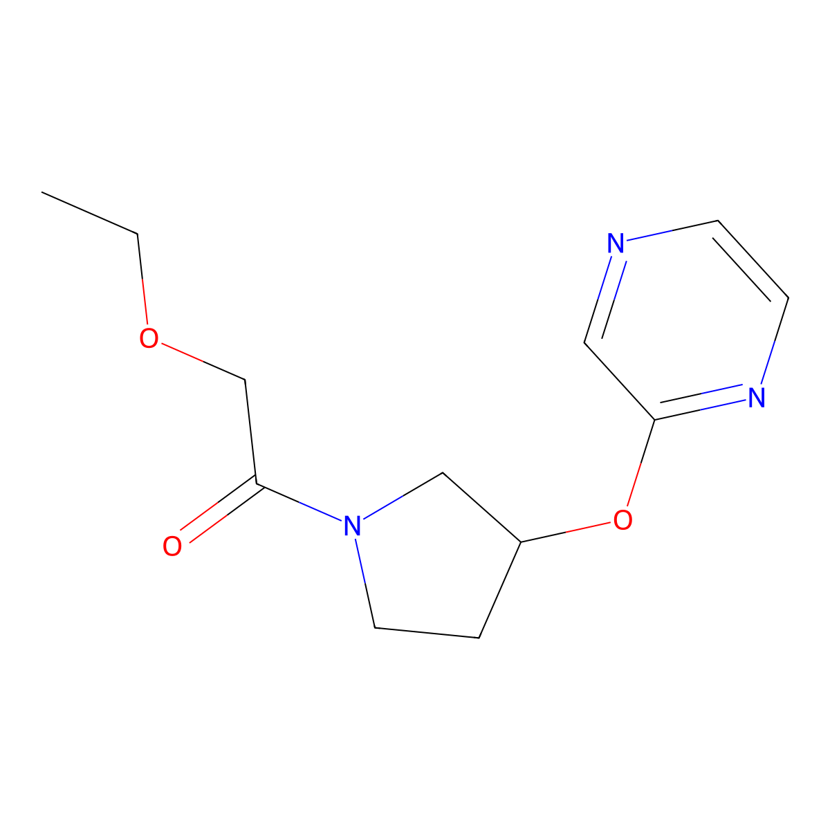 2-Ethoxy-1-(3-(pyrazin-2-yloxy)pyrrolidin-1-yl)ethanone molecular structure, CAS 2034250-69-4