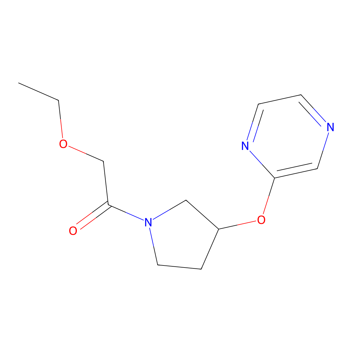 2-Ethoxy-1-(3-(pyrazin-2-yloxy)pyrrolidin-1-yl)ethanone molecular structure, CAS 2034250-69-4