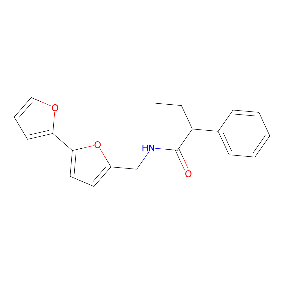N-([2,2'-bifuran]-5-ylmethyl)-2-phenylbutanamide molecular structure, CAS 2034250-72-9