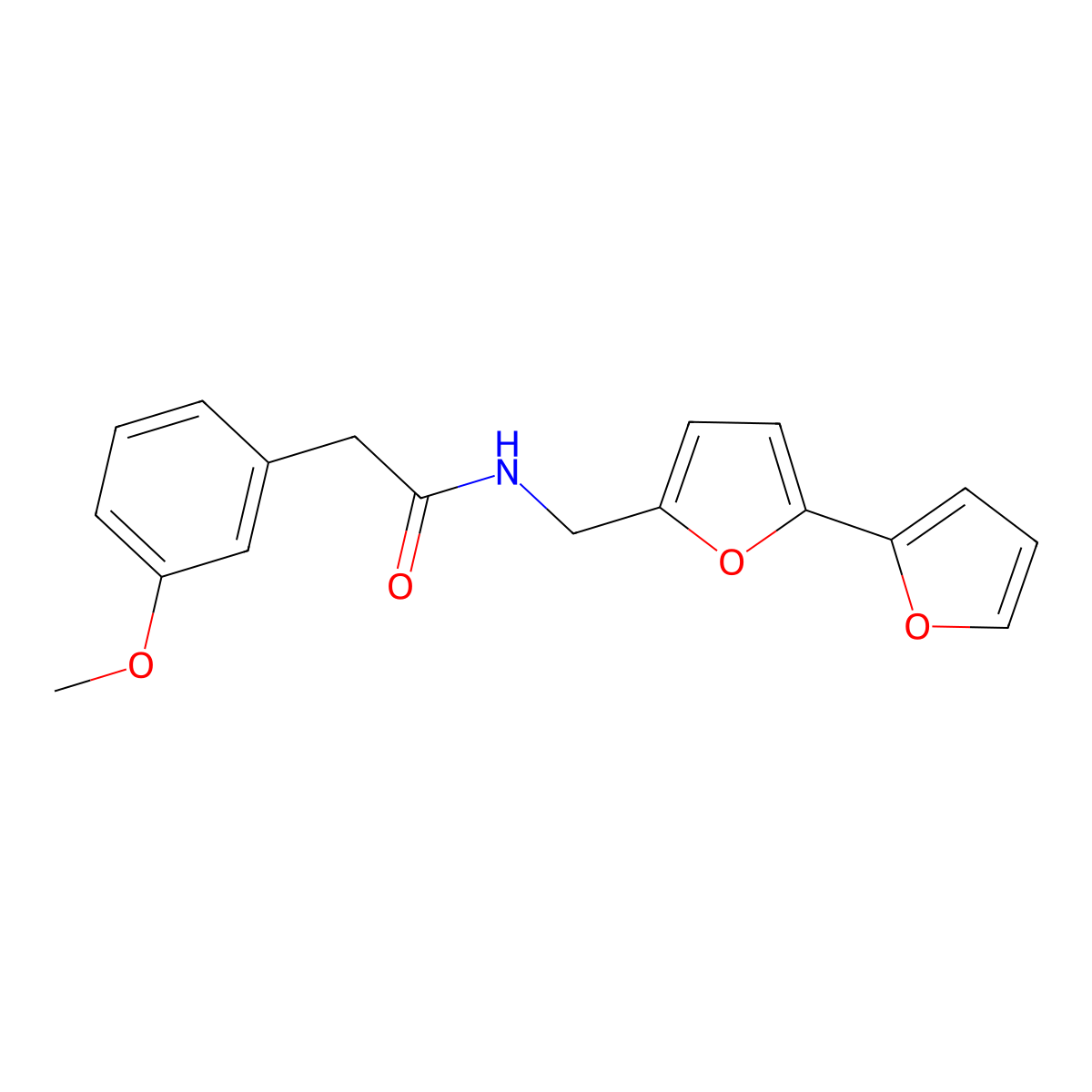 N-([2,2'-bifuran]-5-ylmethyl)-2-(3-methoxyphenyl)acetamide molecular structure, CAS 2034250-81-0
