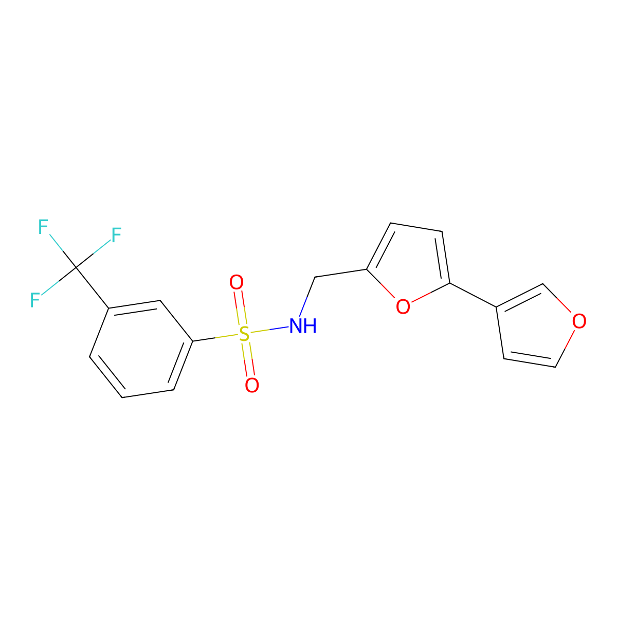 N-([2,3'-bifuran]-5-ylmethyl)-3-(trifluoromethyl)benzenesulfonamide molecular structure, CAS 2034250-83-2