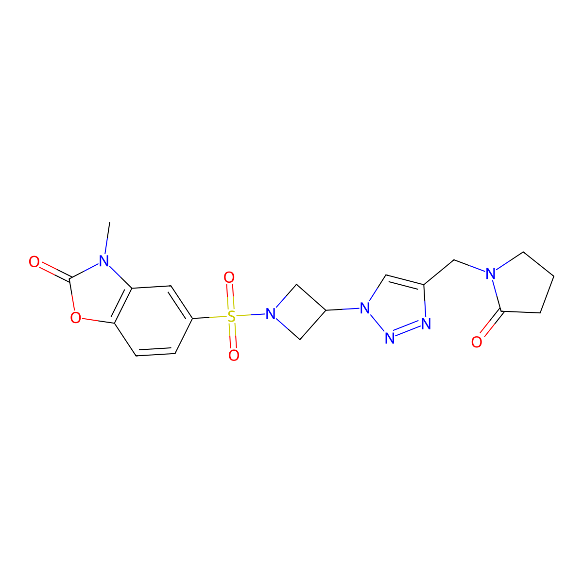 3-methyl-5-((3-(4-((2-oxopyrrolidin-1-yl)methyl)-1H-1,2,3-triazol-1-yl)azetidin-1-yl)sulfonyl)benzo[d]oxazol-2(3H)-one molecular structure, CAS 2034250-84-3