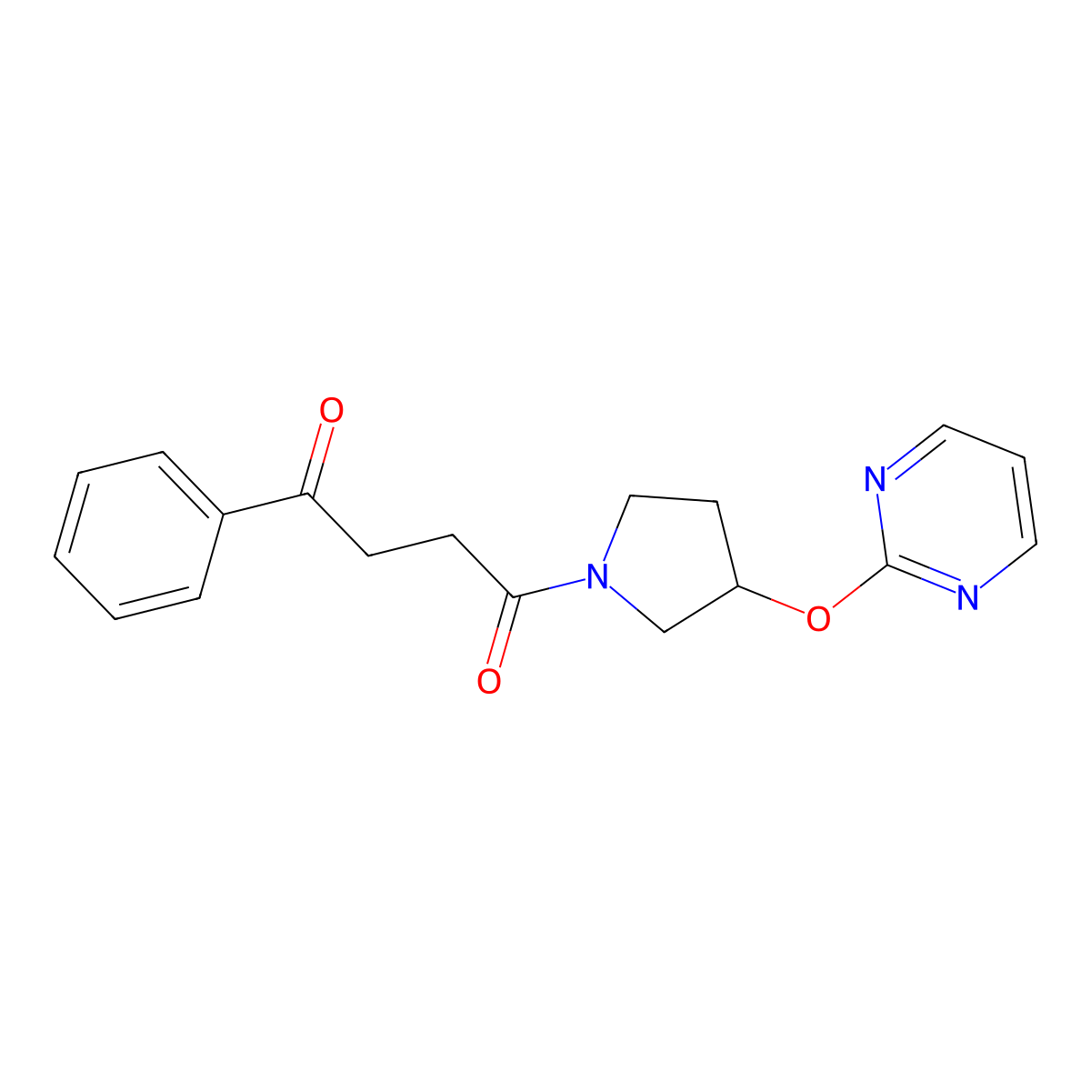 1-Phenyl-4-[3-(pyrimidin-2-yloxy)pyrrolidin-1-yl]butane-1,4-dione molecular structure, CAS 2034250-88-7