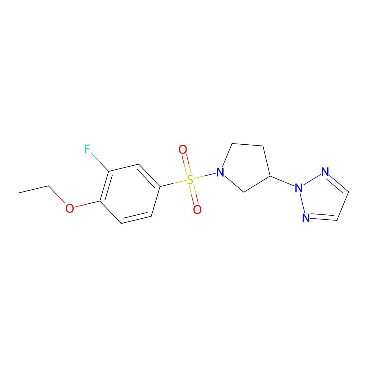 2-(1-((4-ethoxy-3-fluorophenyl)sulfonyl)pyrrolidin-3-yl)-2H-1,2,3-triazole molecular structure, CAS 2034250-89-8