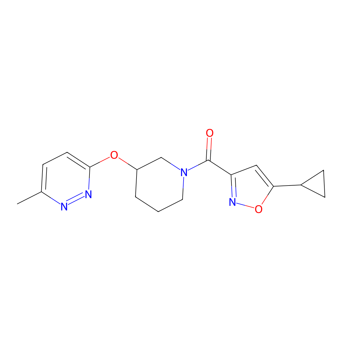 (5-Cyclopropylisoxazol-3-yl)(3-((6-methylpyridazin-3-yl)oxy)piperidin-1-yl)methanone molecular structure, CAS 2034250-93-4
