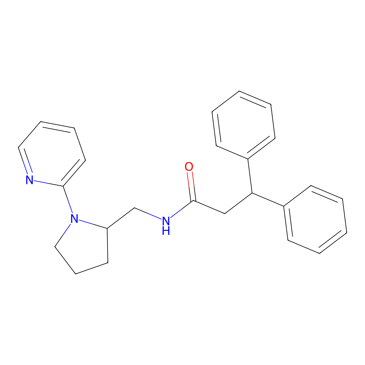 3,3-diphenyl-N-((1-(pyridin-2-yl)pyrrolidin-2-yl)methyl)propanamide molecular structure, CAS 2034250-94-5