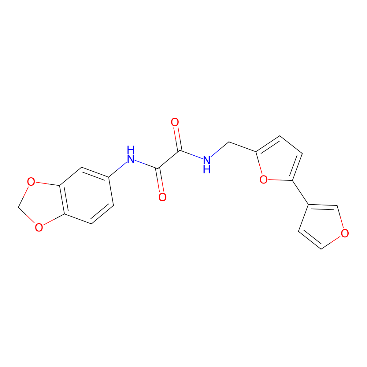 N'-(2H-1,3-benzodioxol-5-yl)-N-({[2,3'-bifuran]-5-yl}methyl)ethanediamide molecular structure, CAS 2034250-95-6