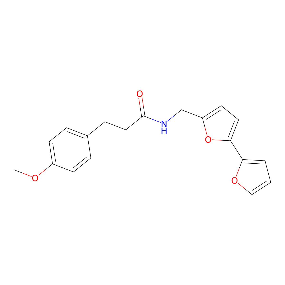N-([2,2'-bifuran]-5-ylmethyl)-3-(4-methoxyphenyl)propanamide molecular structure, CAS 2034250-97-8