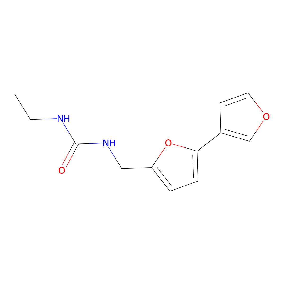 1-([2,3'-Bifuran]-5-ylmethyl)-3-ethylurea molecular structure, CAS 2034251-02-8