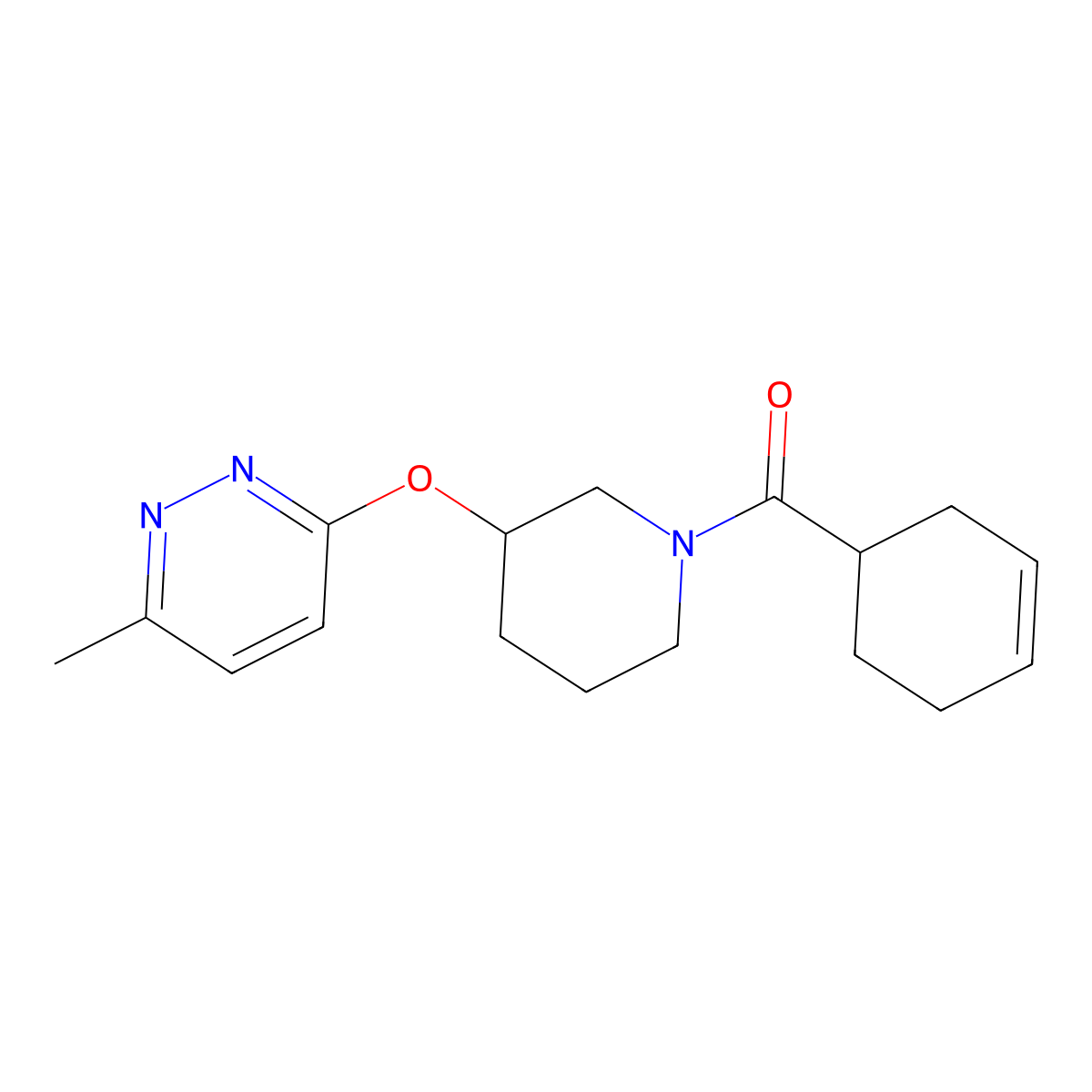 Cyclohex-3-en-1-yl(3-((6-methylpyridazin-3-yl)oxy)piperidin-1-yl)methanone molecular structure, CAS 2034251-05-1